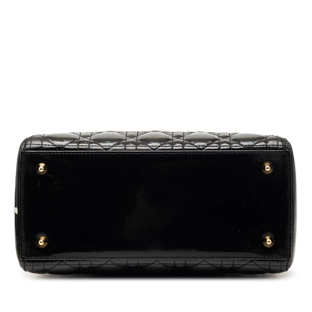 Dior Medium Patent Cannage Lady Dior Black Leather Very good condition - Inside View