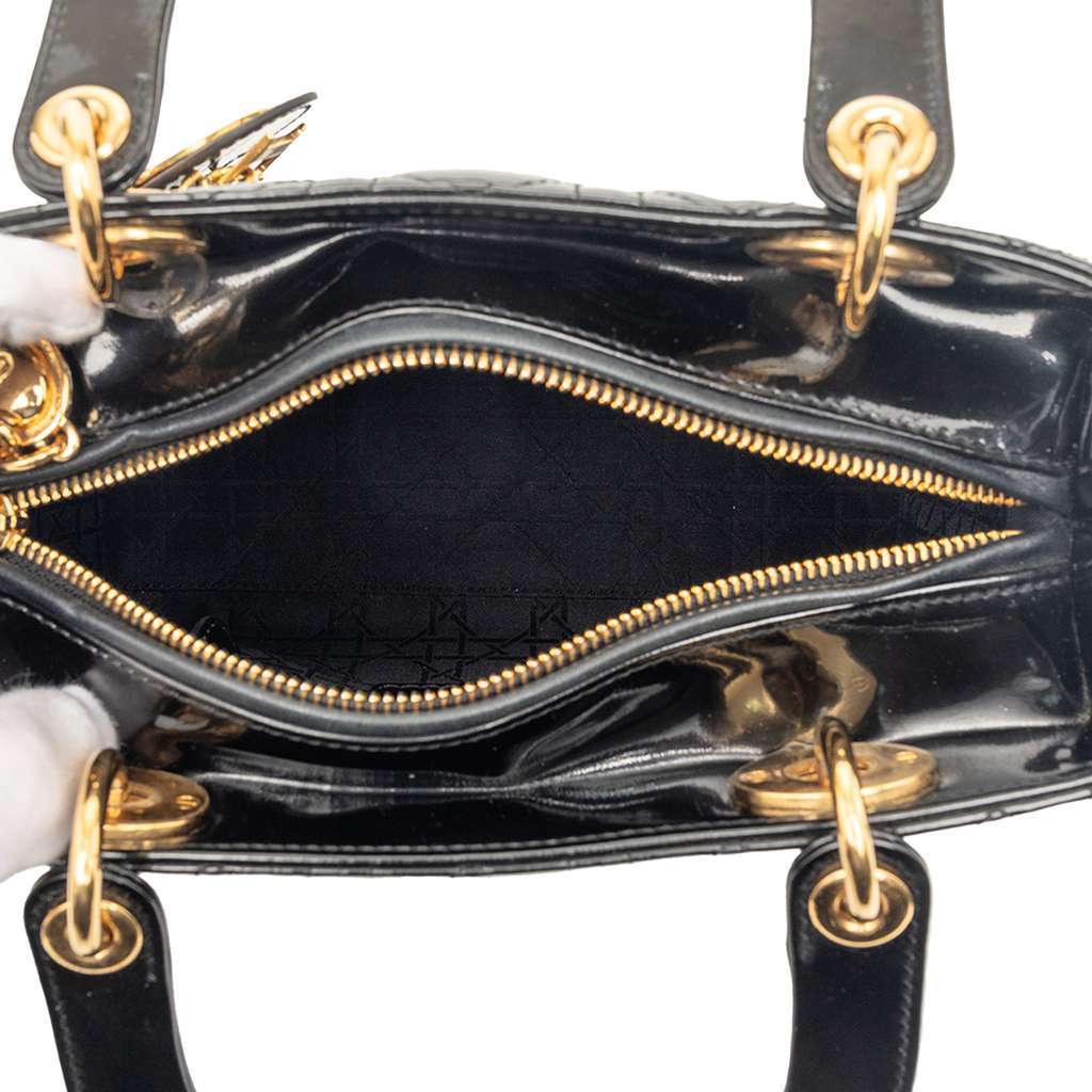 Dior Medium Patent Cannage Lady Dior Black Leather Very good condition - Model View