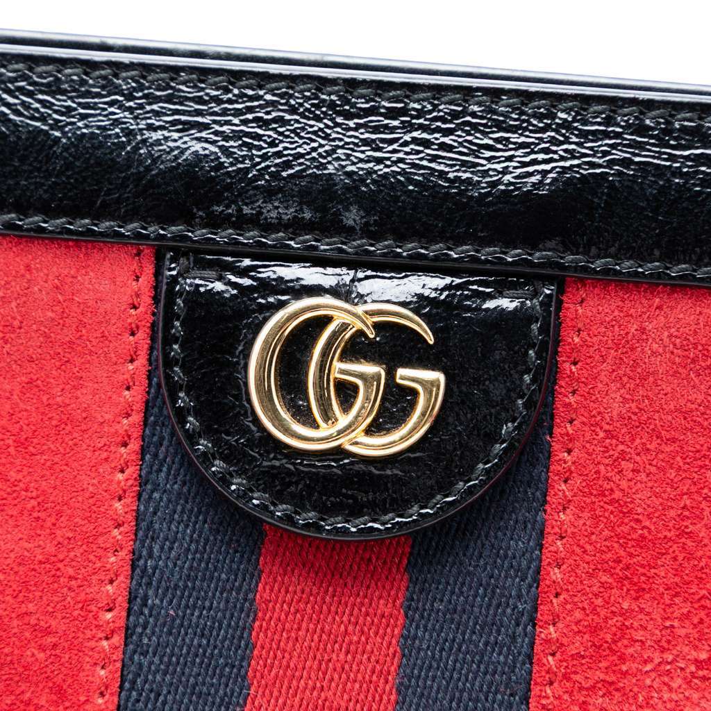 Gucci Medium Suede Web Ophidia Chain Shoulder Bag Red Leather Very good - Box View