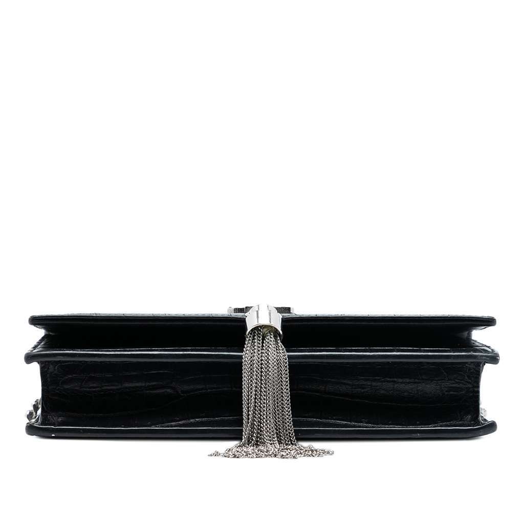 Saint Laurent Medium Croc Embossed Leather Kate Tassel Crossbody Black Leather Very good condition - Inside View