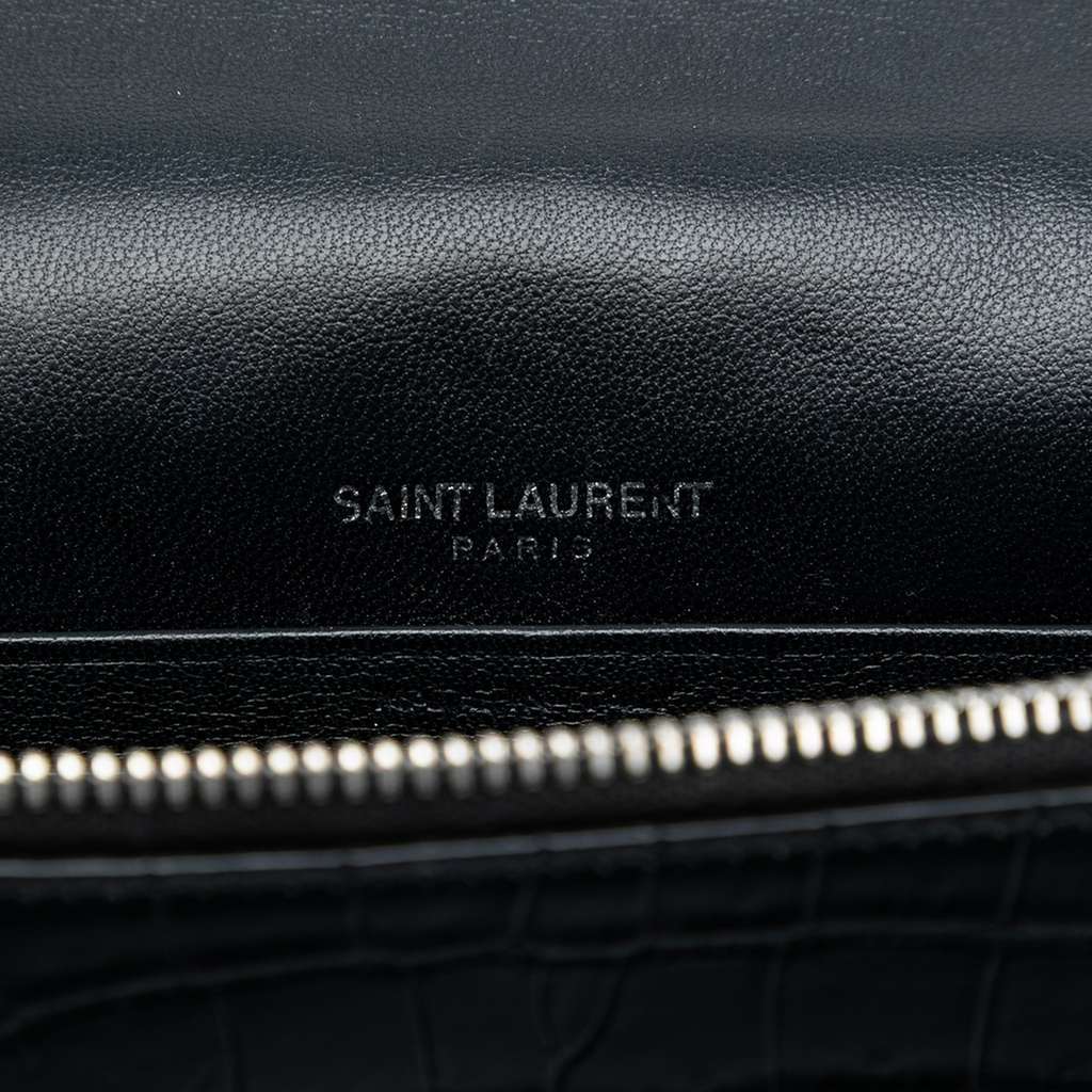 Saint Laurent Medium Croc Embossed Leather Kate Tassel Crossbody Black Leather Very good condition - Box View