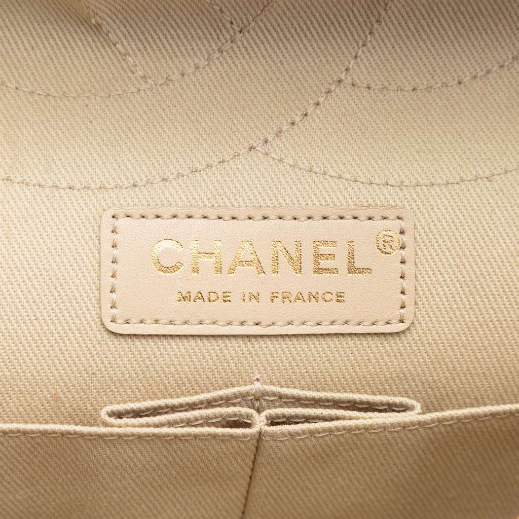 Chanel Tricolor Quilted Denim Reissue 2.55 Double Flap 227 Orange Denim Very good condition - Box View