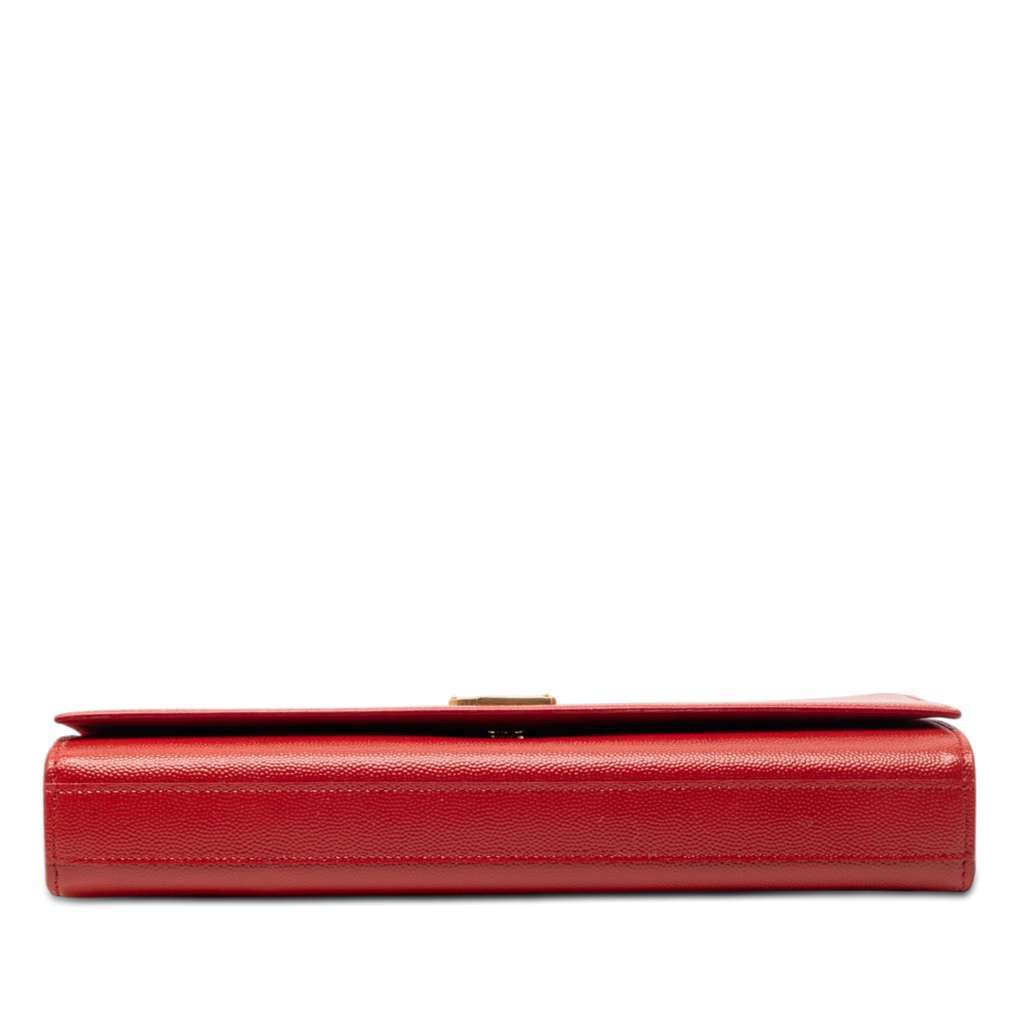 Saint Laurent Grain de Poudre Monogram Cassandre Clutch Red Leather Very good - Inside View