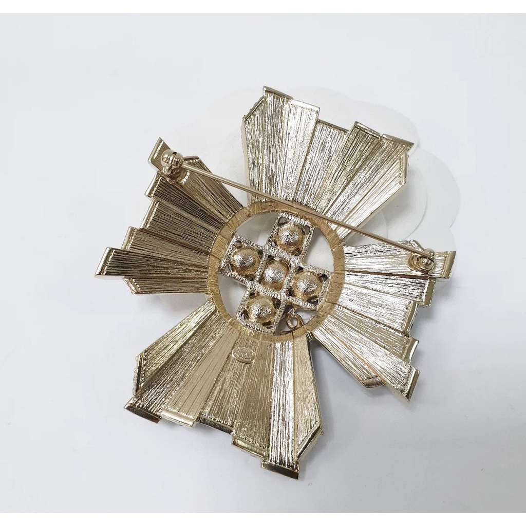 Chanel G20C Brooch Army Pin Cross Black Very good condition - Back View