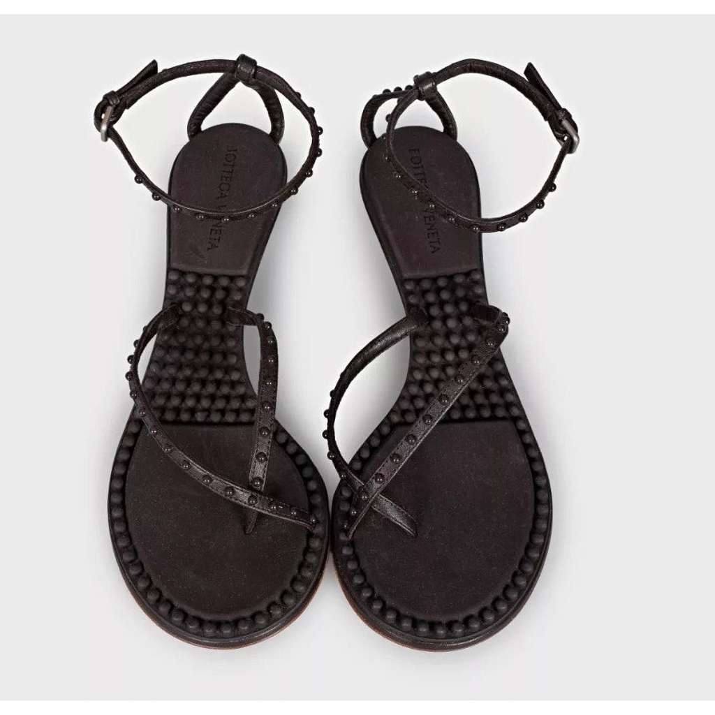 Bottega Veneta Kitten Heel Strappy Sandals Brown Leather Very good condition - Back View