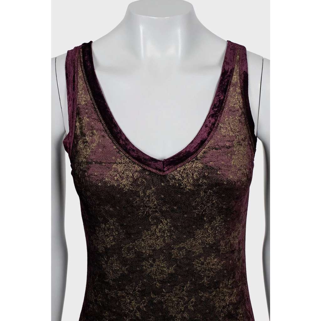 Jean Paul Gaultier Soleil Floral Dress Purple Cotton Good condition - Inside View