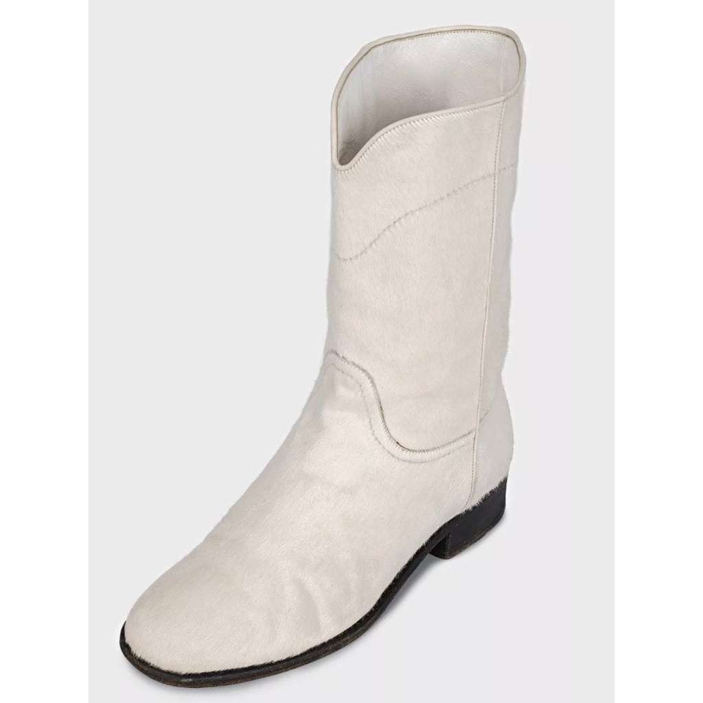 Chanel Textured Logo Boots White Leather Good condition - Inside View