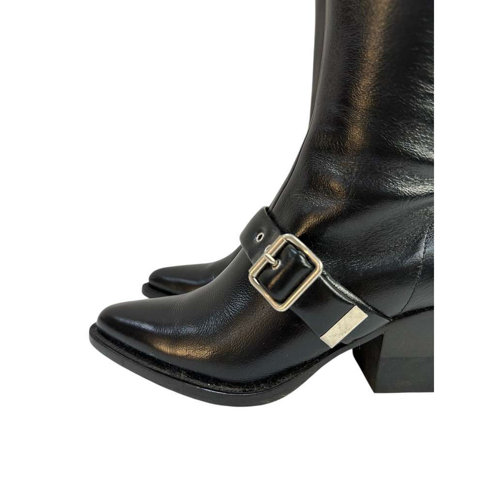 Chloé Chloe Over the Knee Buckle Black Leather Good condition - Model View