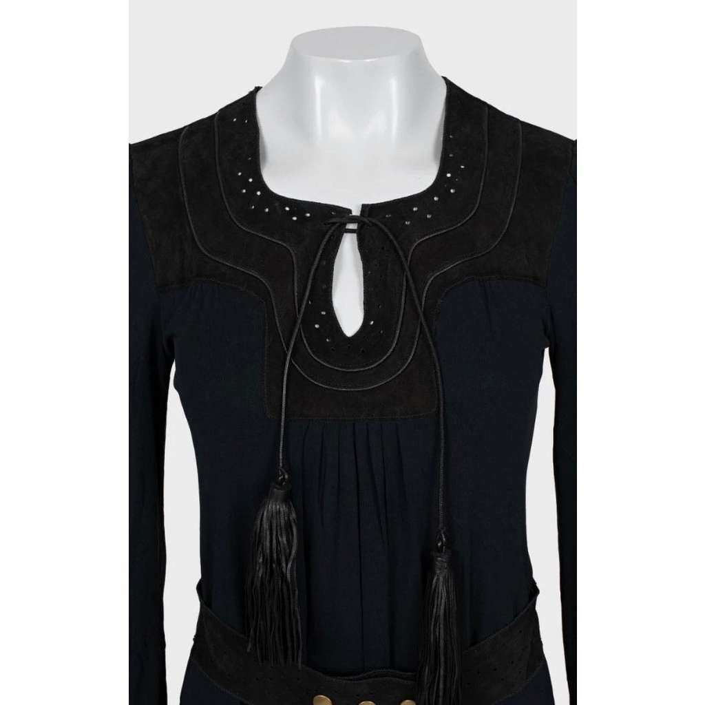 Gucci Fitted Dress with Faux Belt Blue Very good condition - Model View