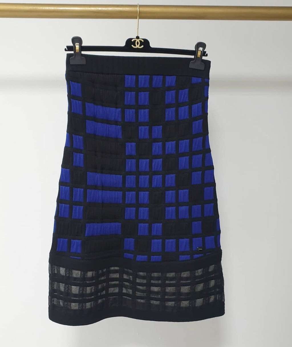 Chanel Multicoloured 2013 Geometric Checkered Cocktail Red Cotton Very good condition - Back View