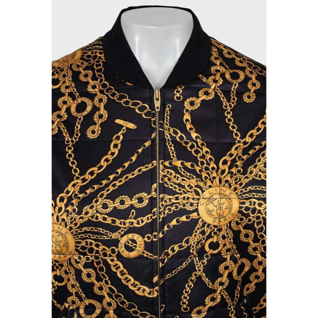 Celine Signature Print Bomber Jacket Black Wool Very good condition - Model View