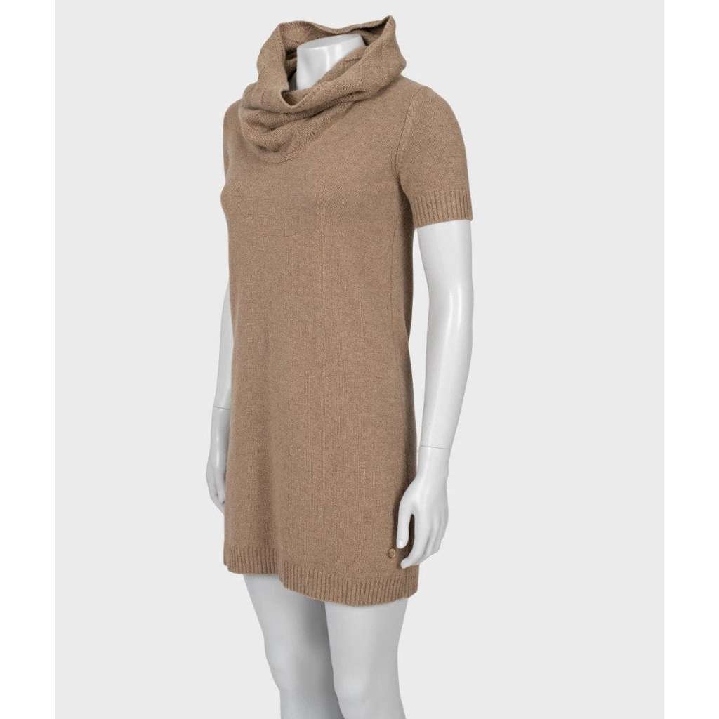 Loro Piana Turtleneck Dress Brown Wool Very good condition - Back View