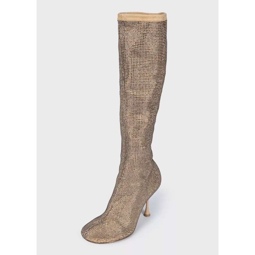 Bottega Veneta Embellished Boots Gold Leather Very good condition - Inside View
