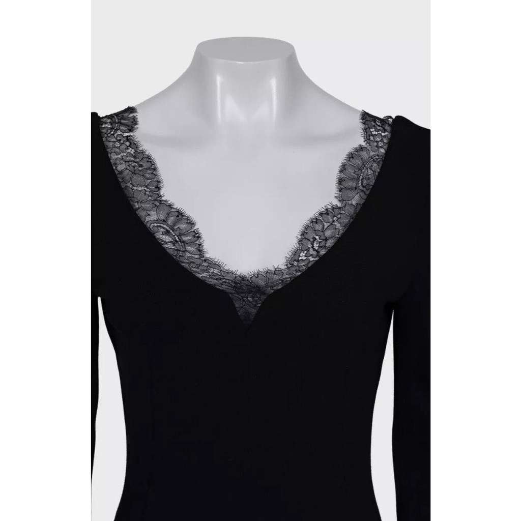 Dolce & Gabbana Lace Trim Fitted Dress Black Lace Very good condition - Model View