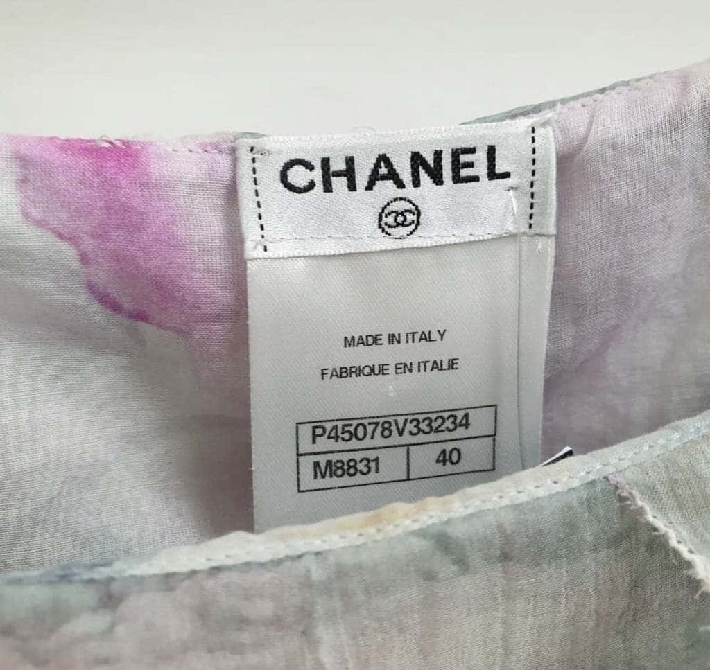 Chanel Floral Print Ruffle Blouse MultiColor Silk Very good condition - Inside View