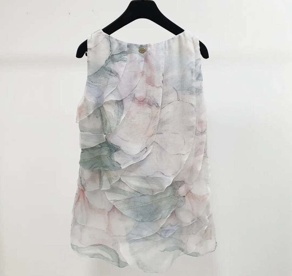 Chanel Floral Print Ruffle Blouse MultiColor Silk Very good condition - Box View