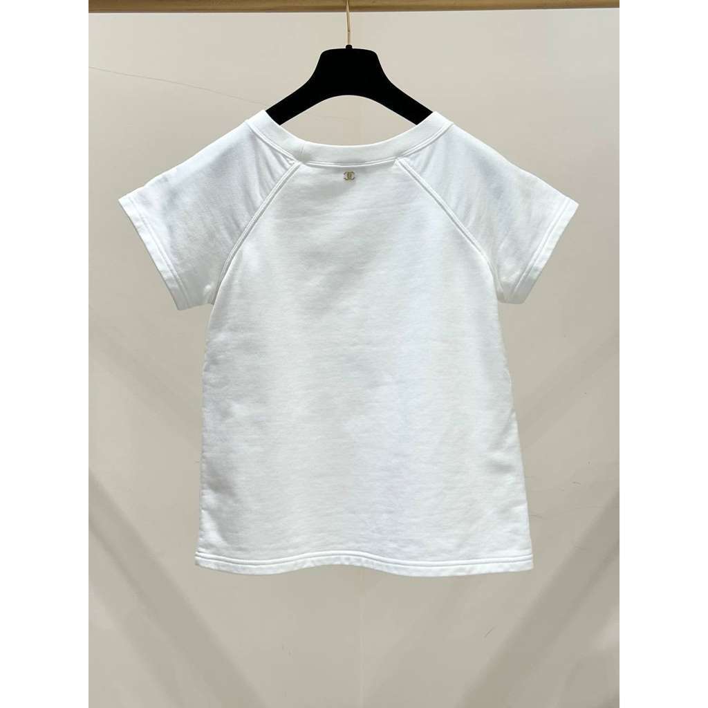Chanel Iconic CC Logo T Shirt White Cotton Very good condition - Back View