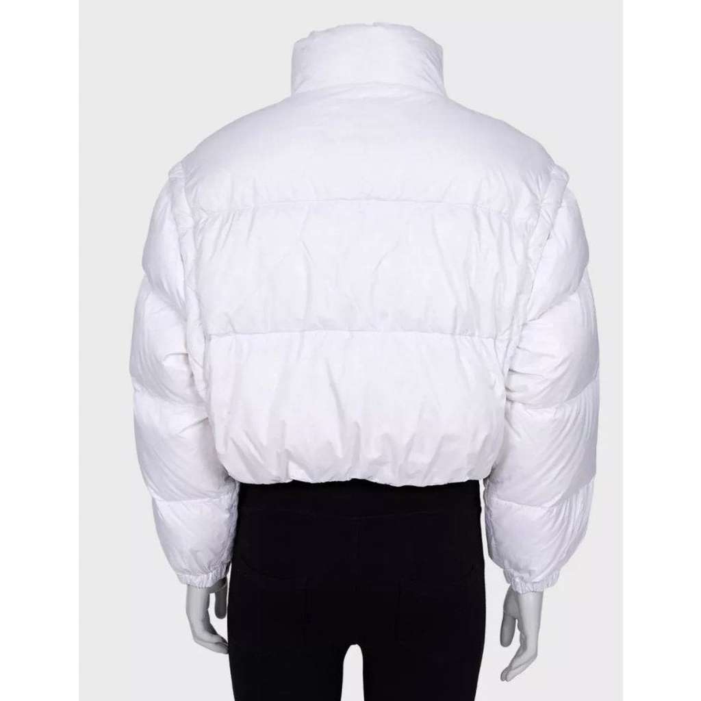 Prada Cropped Logo Down Jacket White Cotton Very good condition - Model View