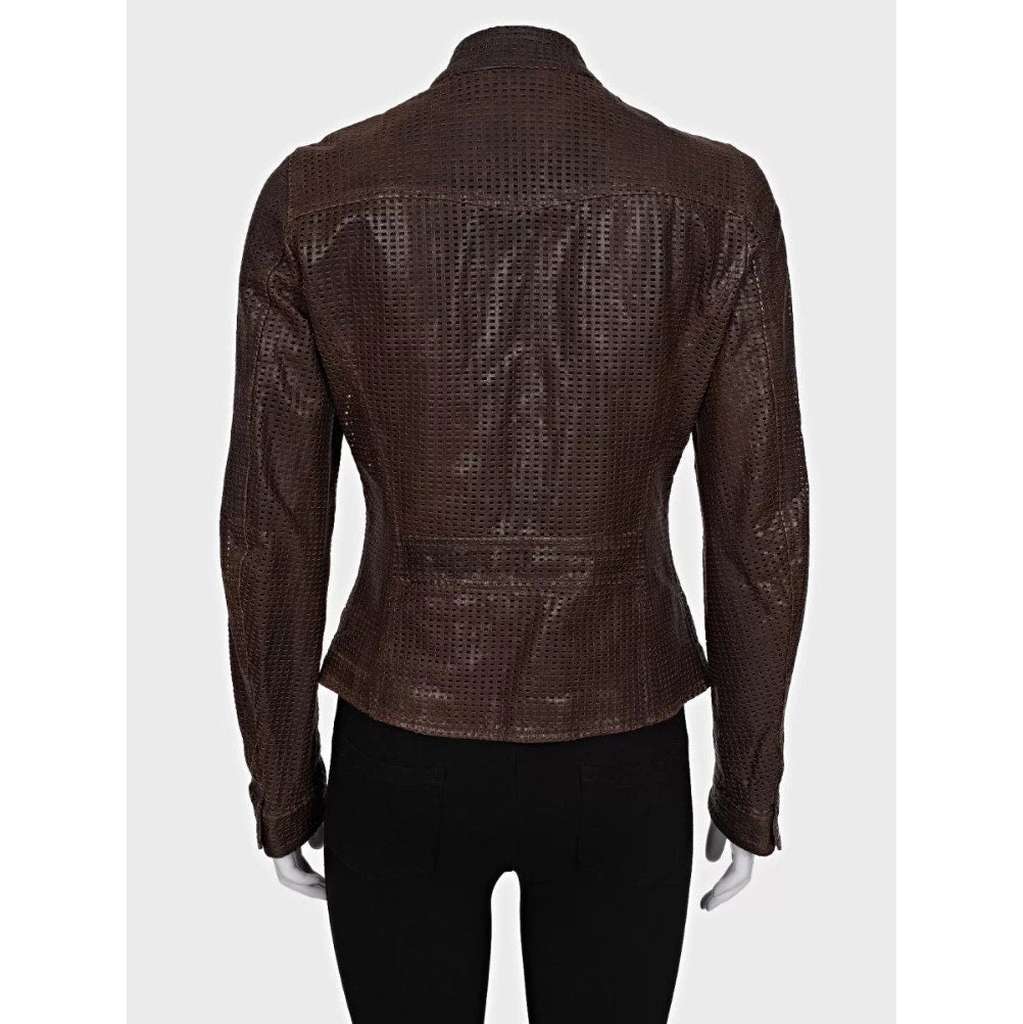 Dolce & Gabbana Perforated Jacket Brown Leather Good condition - Inside View