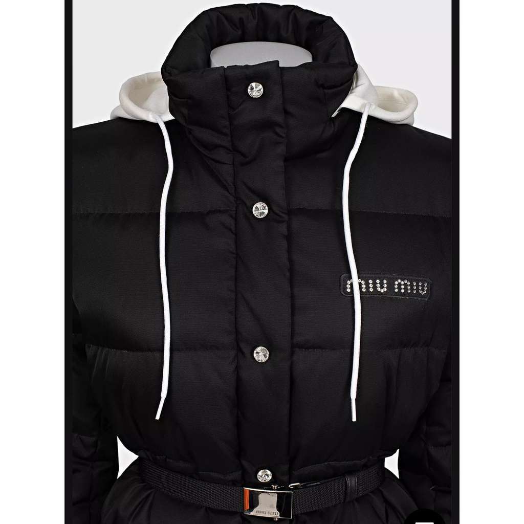 Miu Miu Gabardine Oversized Puffer Jacket Black Good condition - Model View