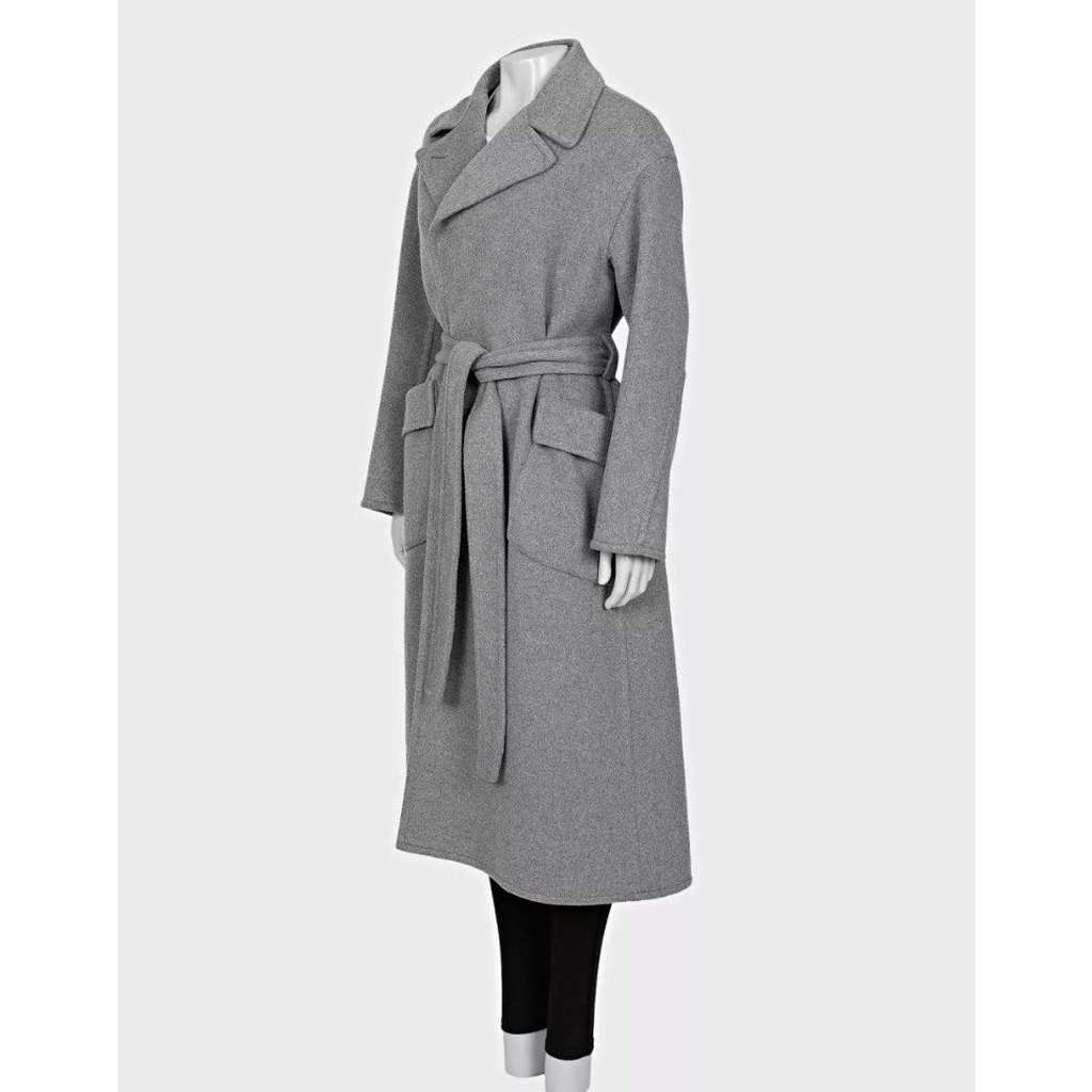 Loro Piana Wrap Coat Grey Cotton Very good condition - Back View