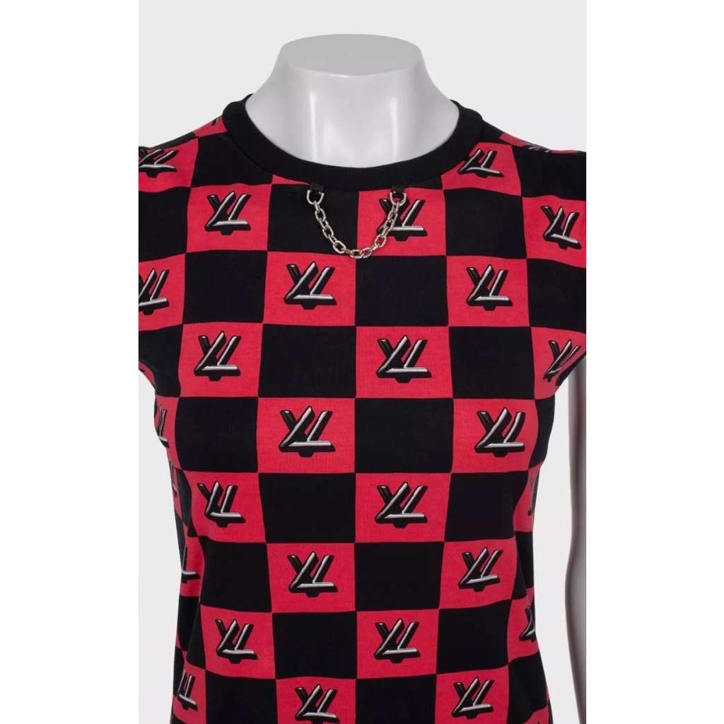 Louis Vuitton Monogram Check Dress Black Cotton Very good condition - Model View