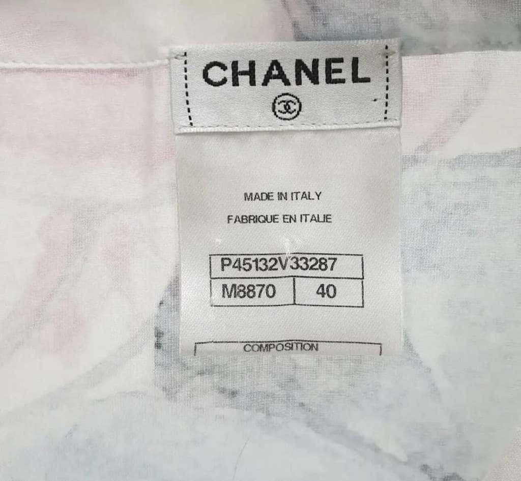 Chanel Floral Print Ruffle Blouse MultiColor Cotton Very good condition - Model View