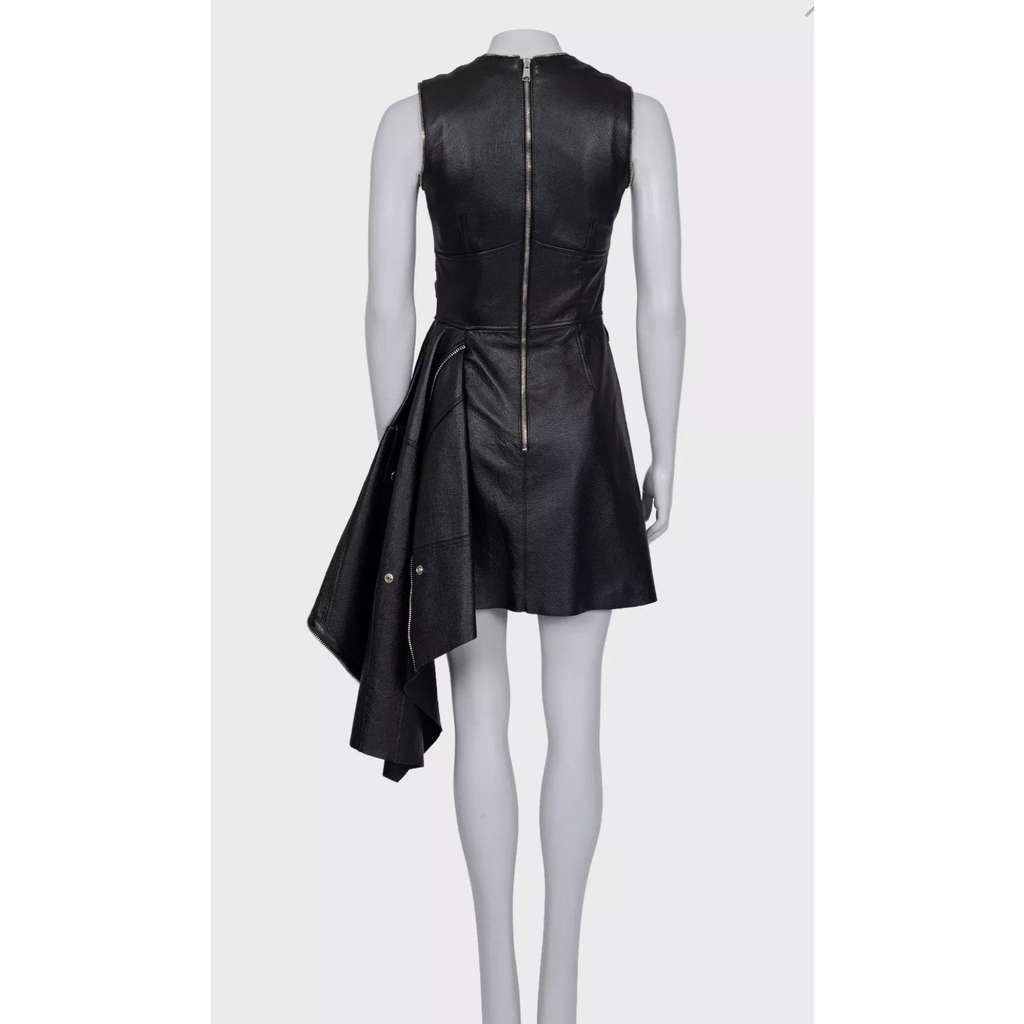 Alexander McQueen Asymmetric Dress IT Black Leather Very good condition - Inside View