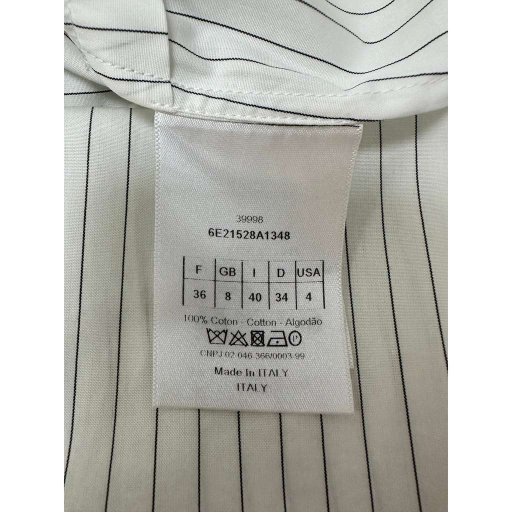 Dior Christian Striped Voluminous Sleeves Shirt Black Cotton Very good condition - Box View