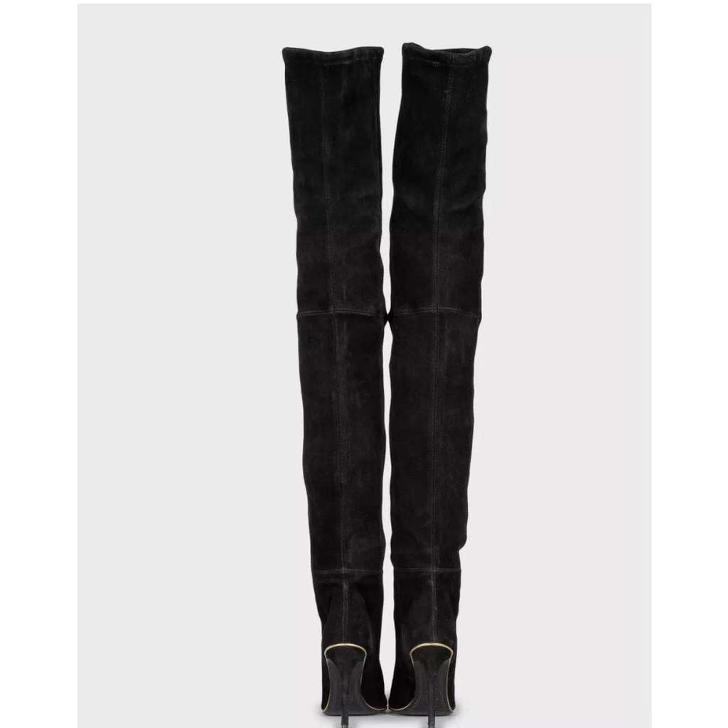 Balmain Over the Knee Boots Blue Suede Very good condition - Box View