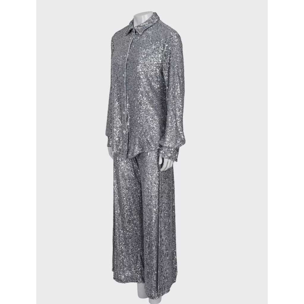 Tom Ford Sequin Suit Set Pre ownned Silver Silk Very good - Back View
