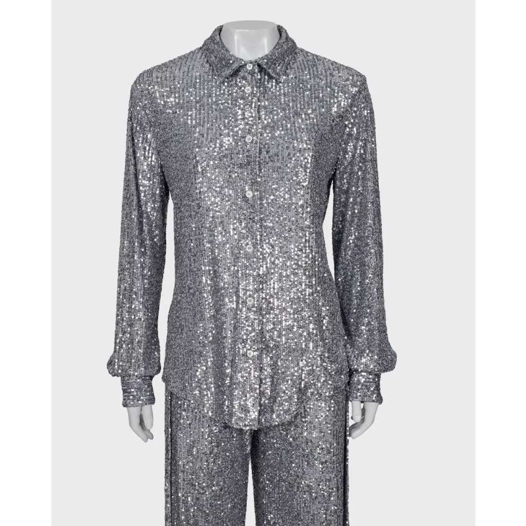 Tom Ford Sequin Suit Set Pre ownned Silver Silk Very good - Box View