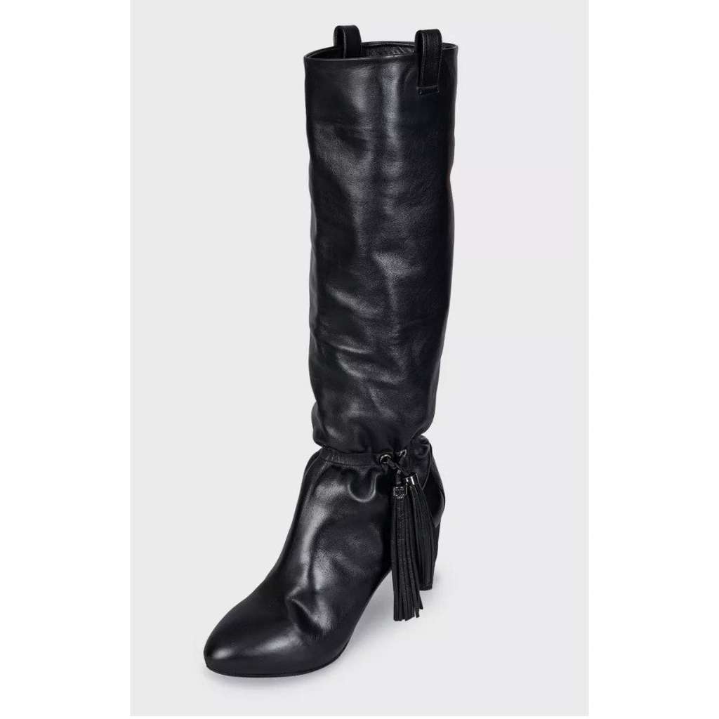 Celine Fringe Tapered Boots Black Leather Very good condition - Inside View
