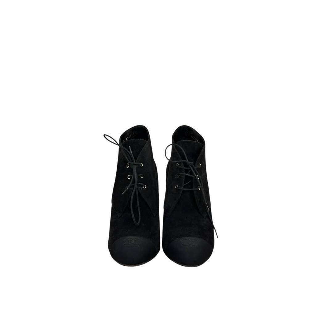 Chanel Lace Up Booties Black Suede Very good condition - Back View