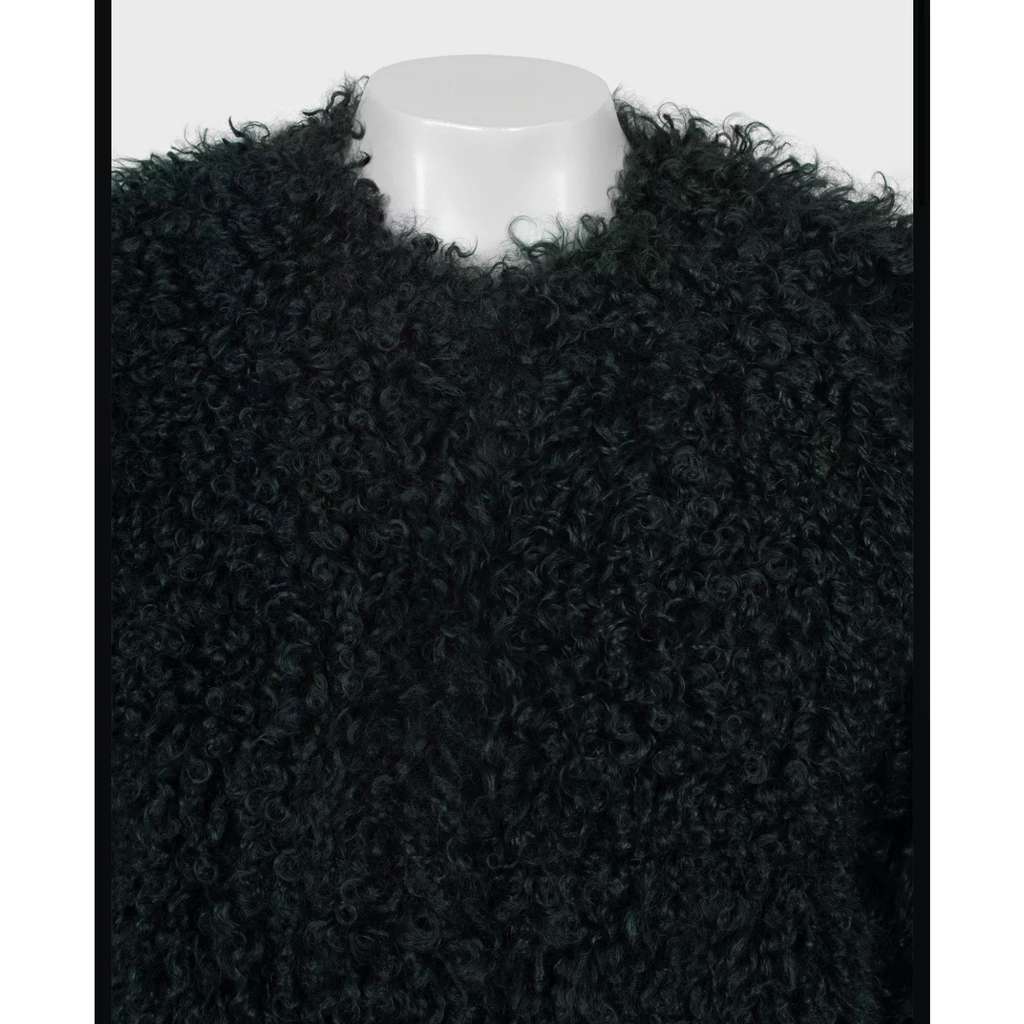 Max Mara Dark Karakul Coat Green Good condition - Model View