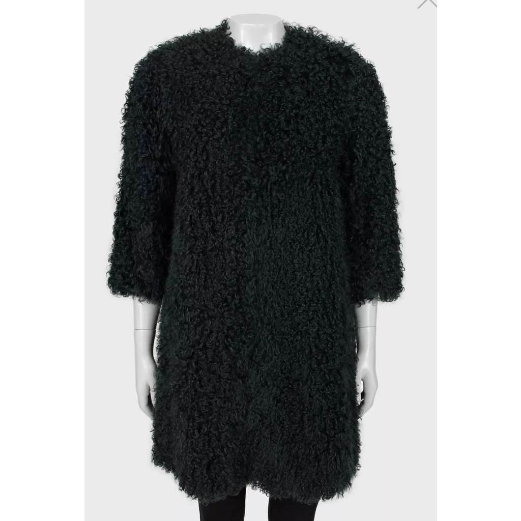 Max Mara Dark Karakul Coat Green Good condition - Box View