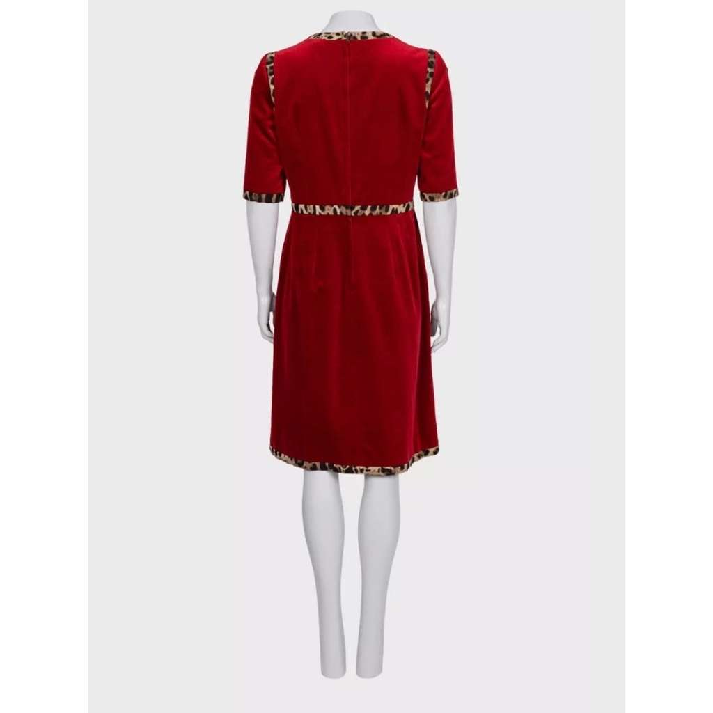 Dolce & Gabbana Animal Print Dress Red Cotton Very good condition - Back View