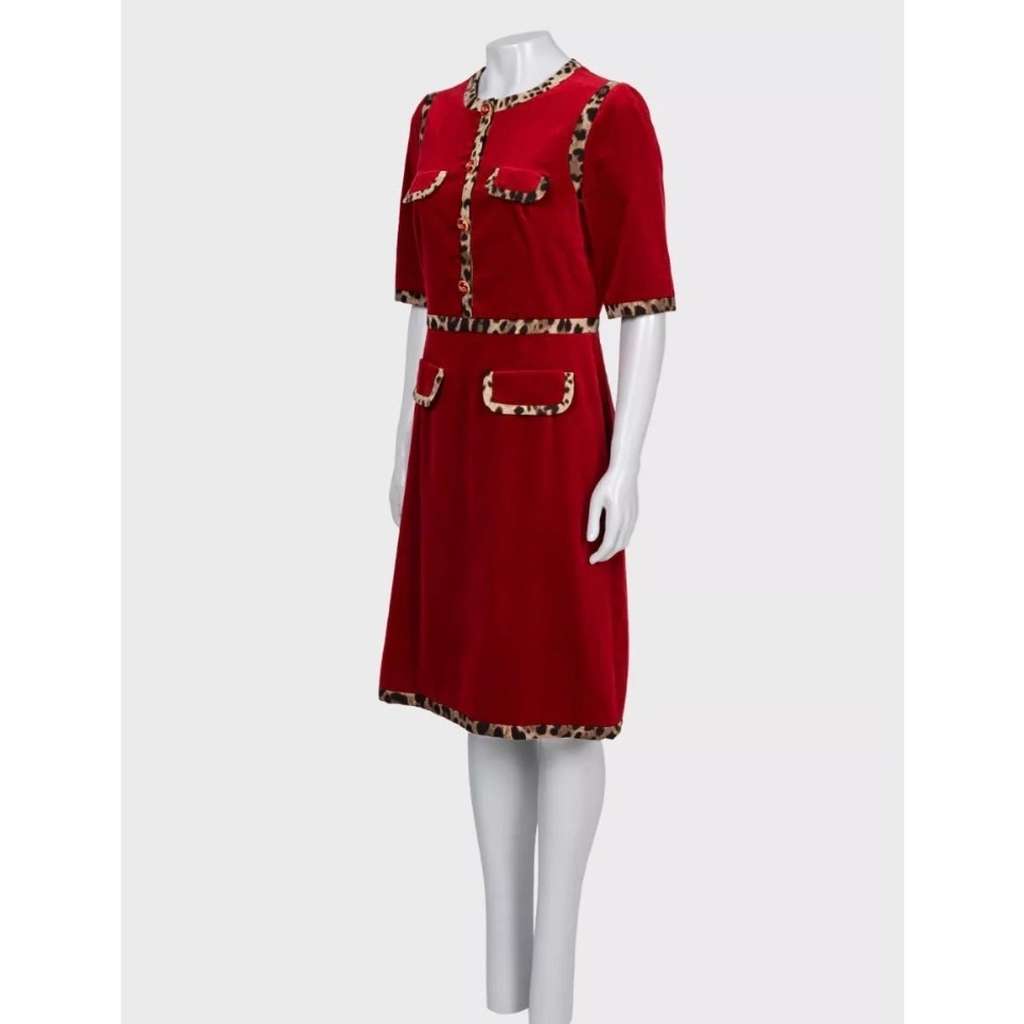 Dolce & Gabbana Animal Print Dress Red Cotton Very good condition - Model View