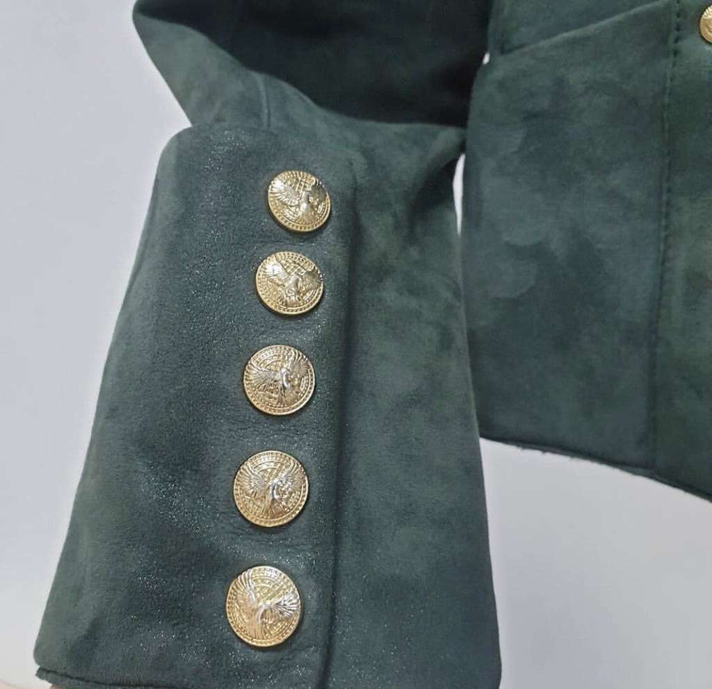 Balmain Biker Style Jacket Jacket Green Shearling Very good condition - Box View