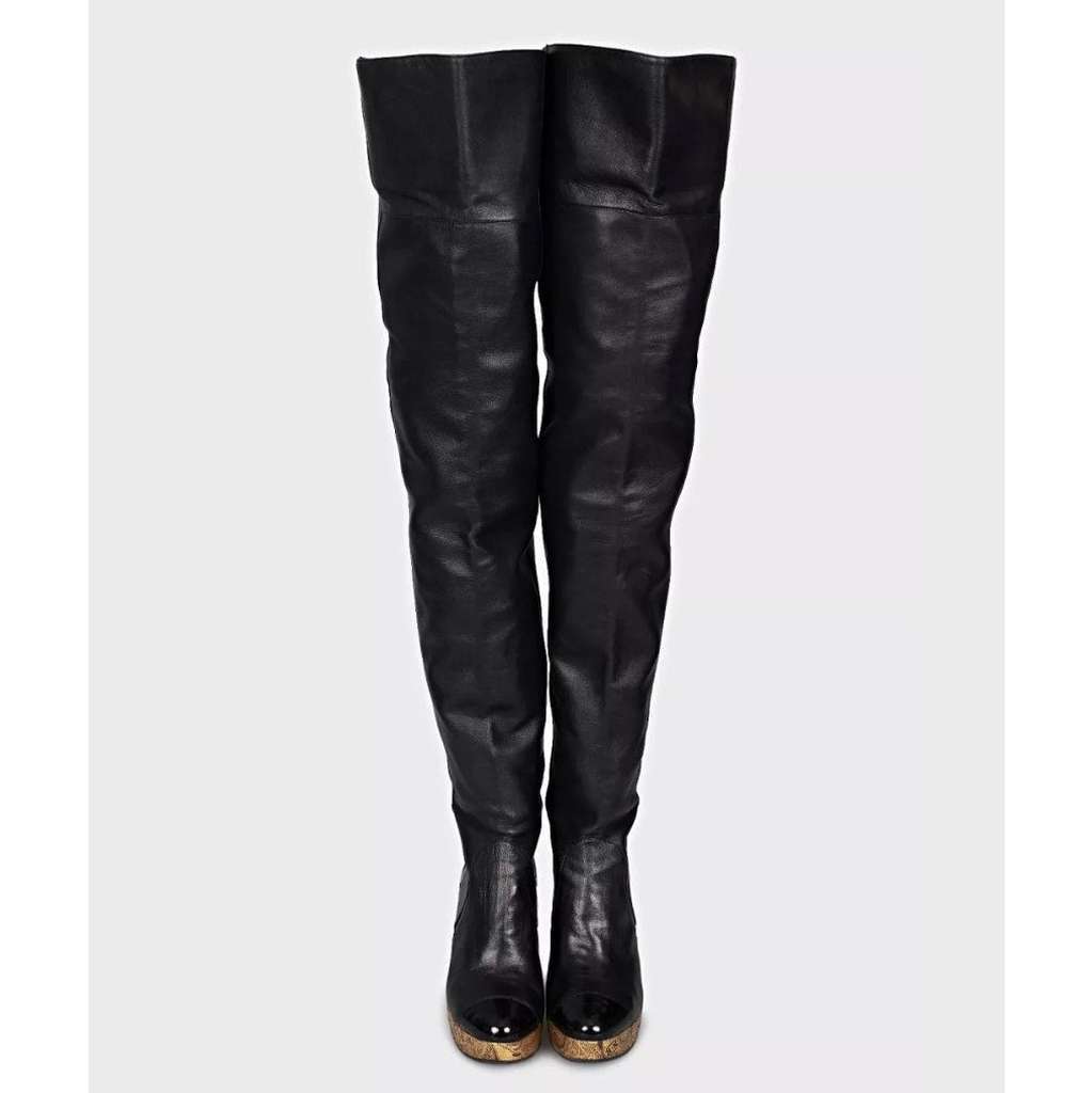 Chanel Paris Moscow Over the Knee Black Leather Very good condition - Back View