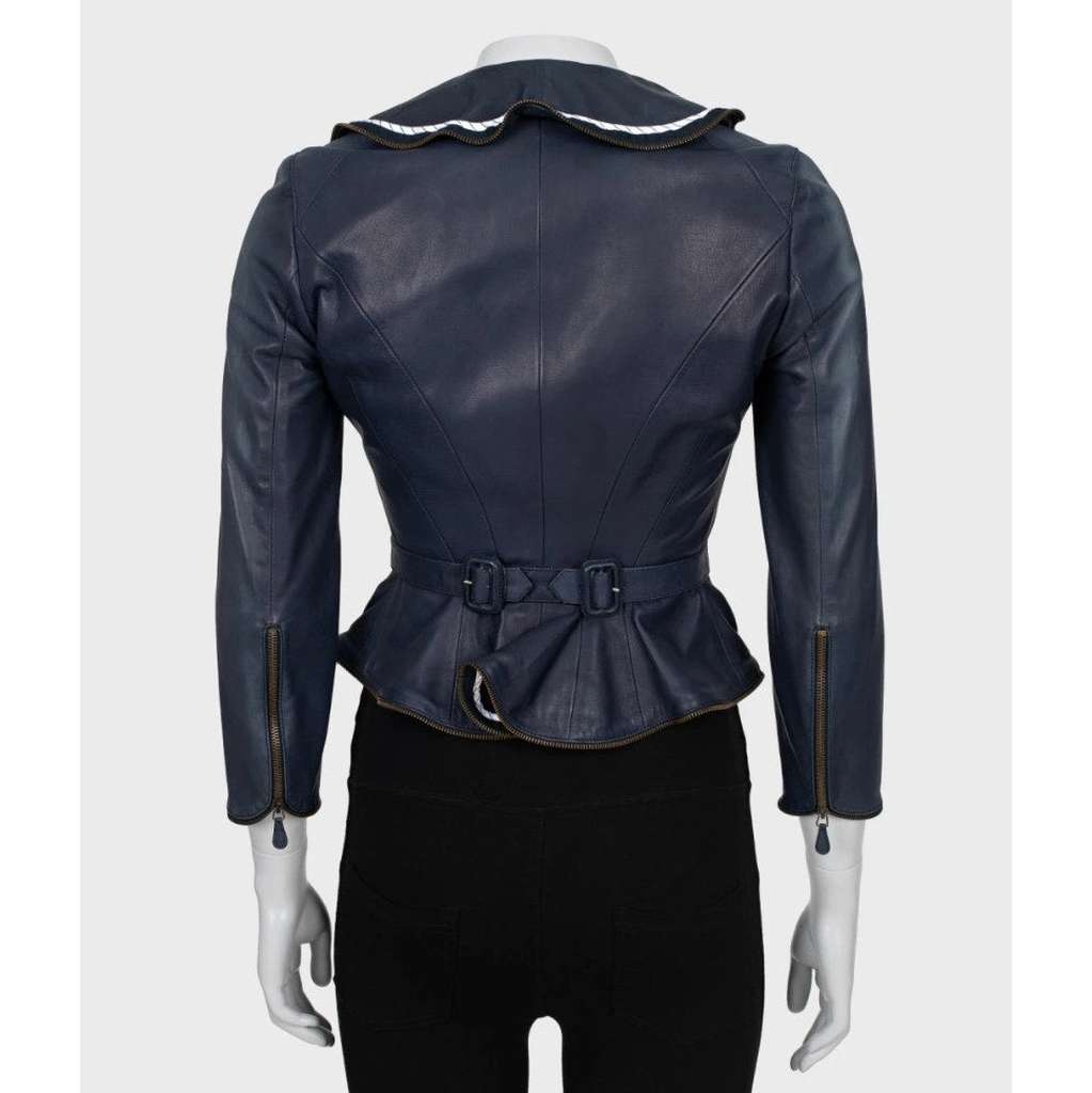 Alexander McQueen Jacket Blue Leather Very good condition - Inside View