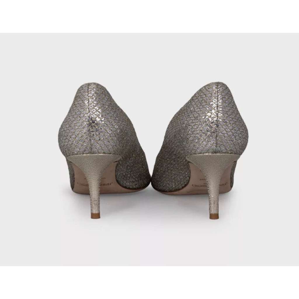 Jimmy Choo Open Toe Heels Silver Leather Very good condition - Model View