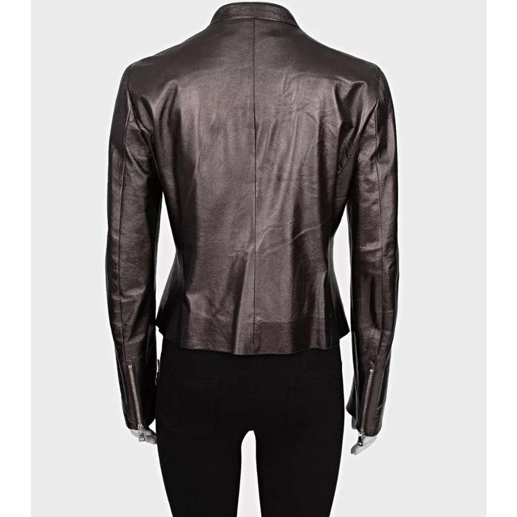 Prada Ruffle Jacket Brown Leather Very good condition - Inside View