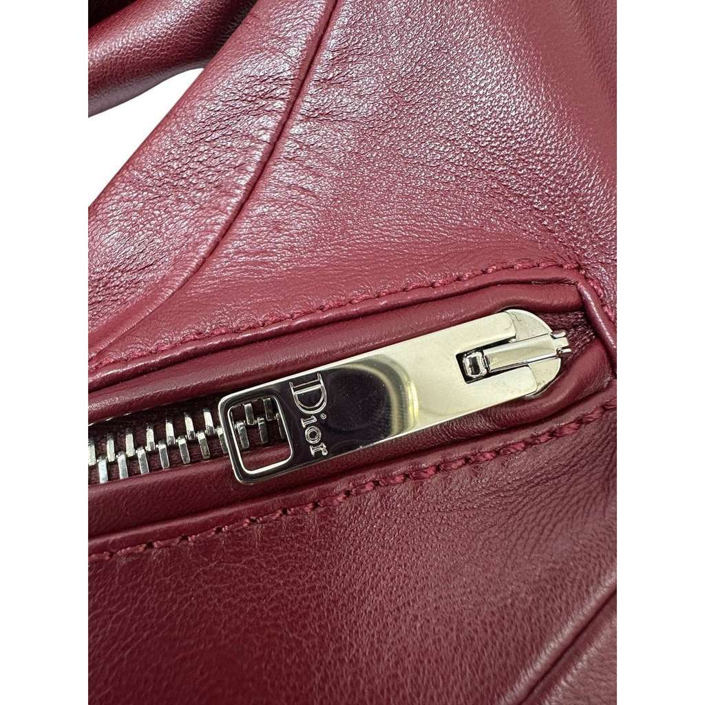 Dior Christian Biker Jacket Burgundy Leather Very good condition - Model View