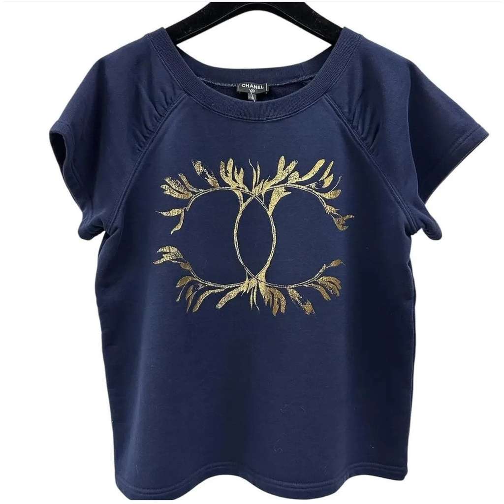 Chanel Grecian Goddess CC Print T Blue Cotton Very good condition - Back View