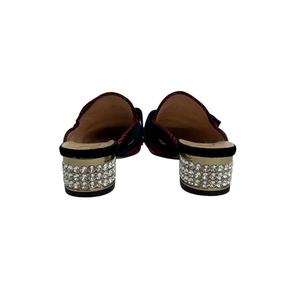 Gucci Emellished Bow Mules Black Velvet Very good condition - Model View