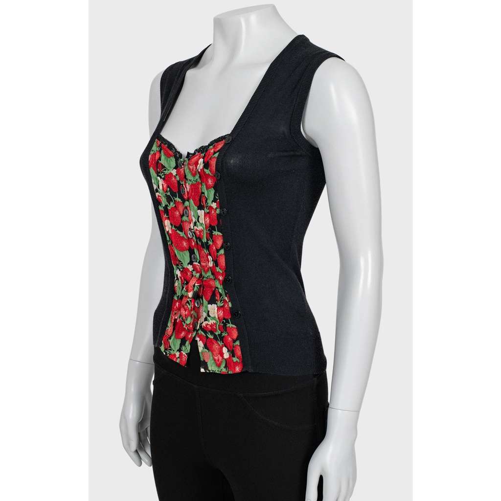 Dolce & Gabbana Button Down Tank Top Black Cotton Very good condition - Back View