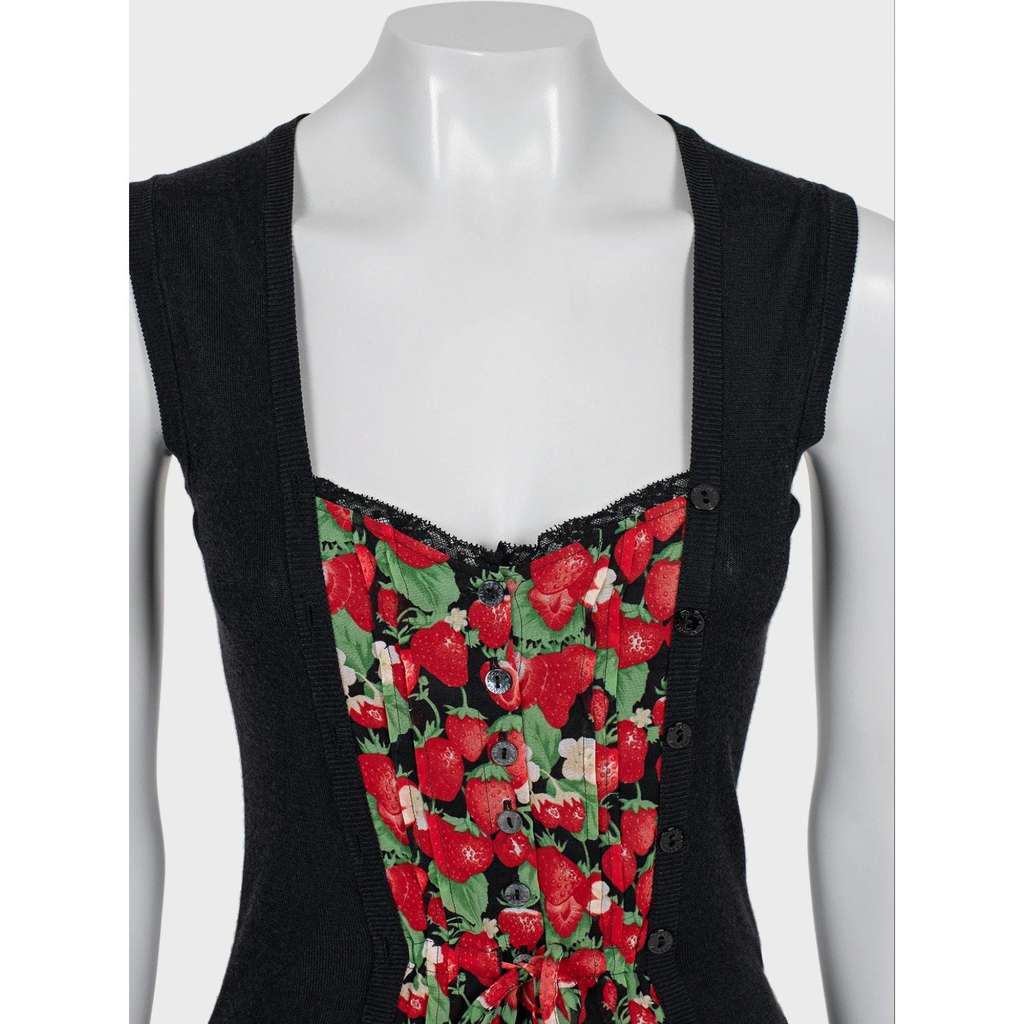 Dolce & Gabbana Button Down Tank Top Black Cotton Very good condition - Model View