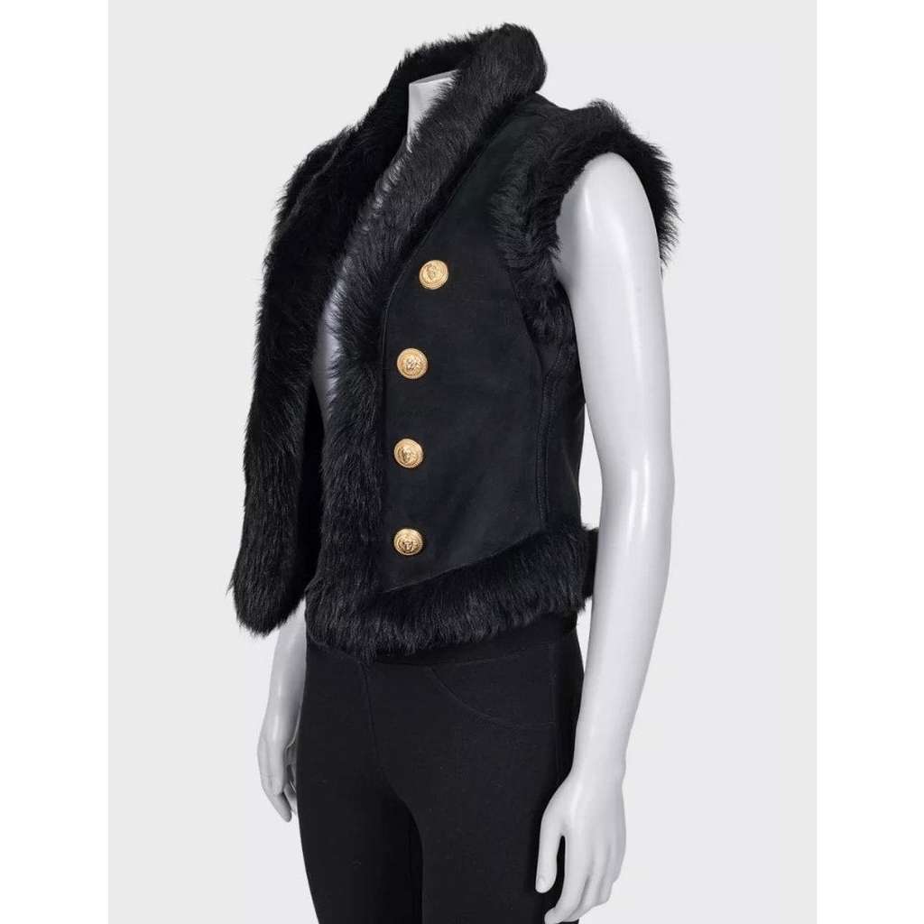 Balmain Lambskin Vest Black Leather Very good condition - Inside View