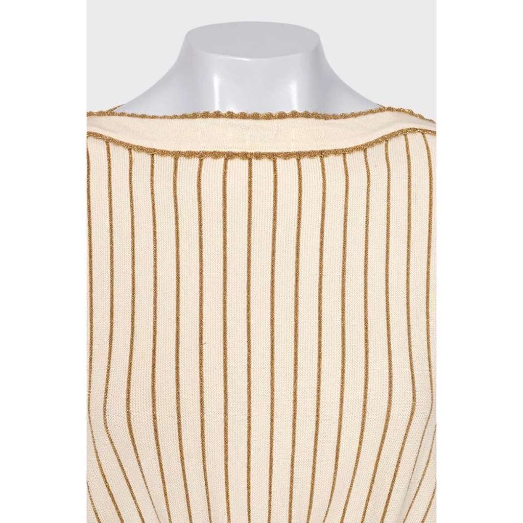 Gucci Stripe Dress Beige Cotton Very good condition - Model View